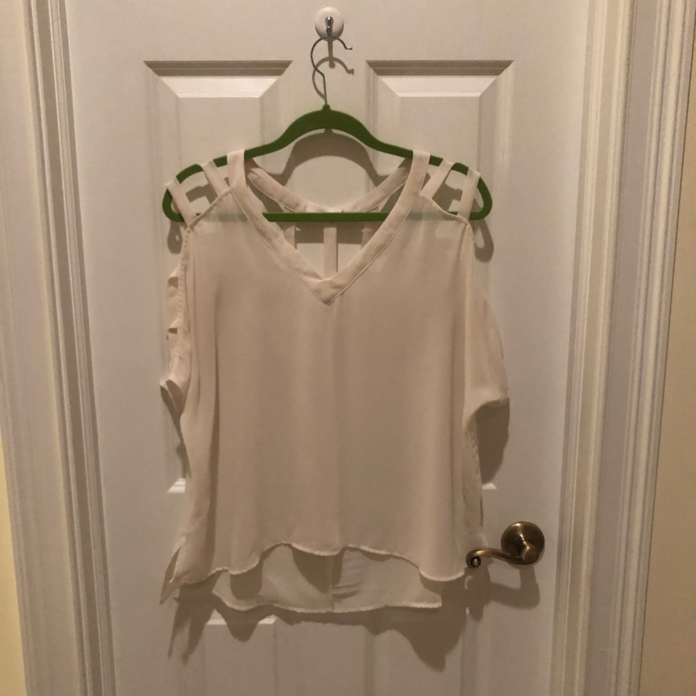Lush Blouse Ladder Back and Shoulder in White